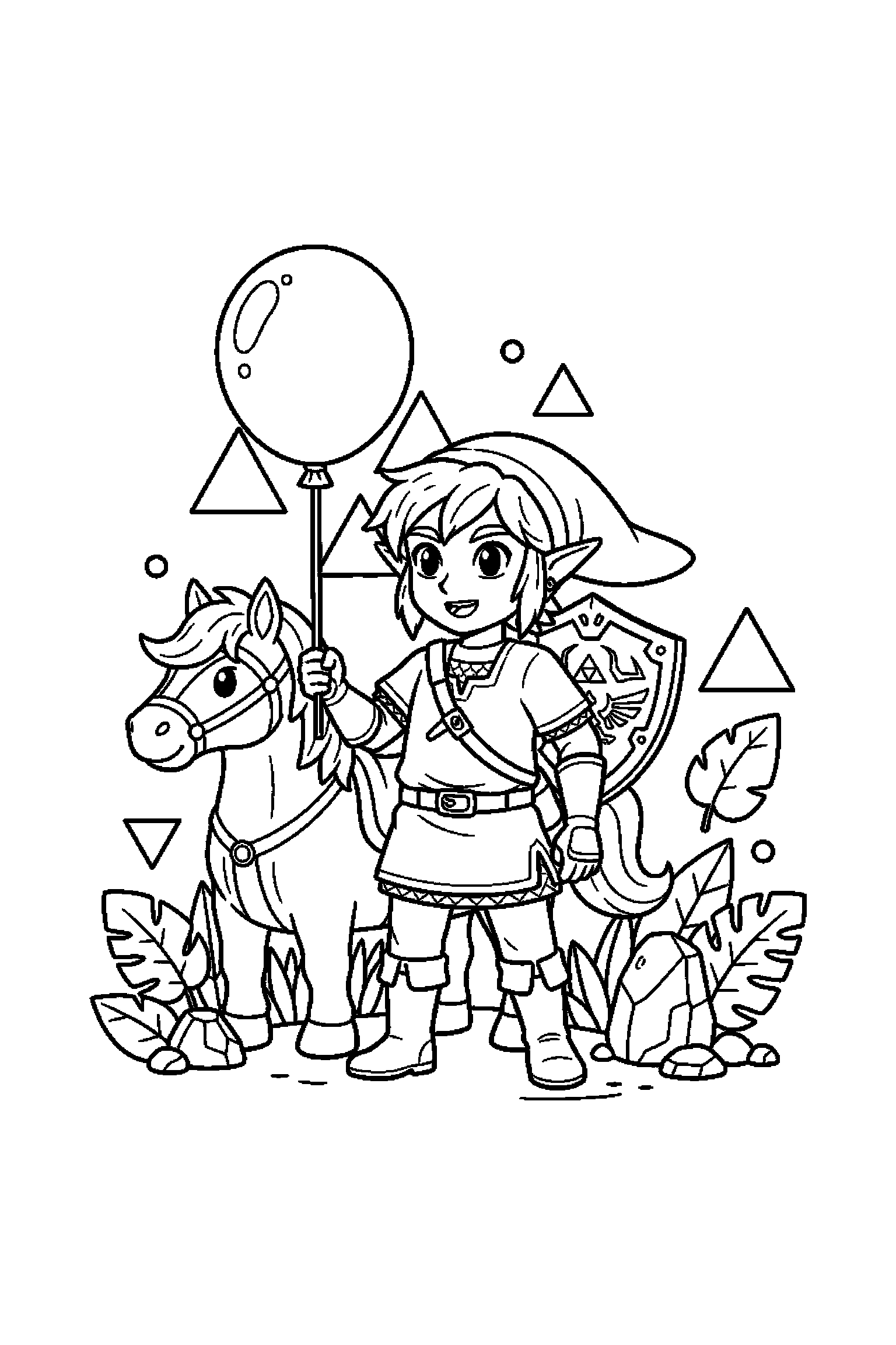 Coloriage Zelda gratuit à imprimer : Link avec un ballon rond
