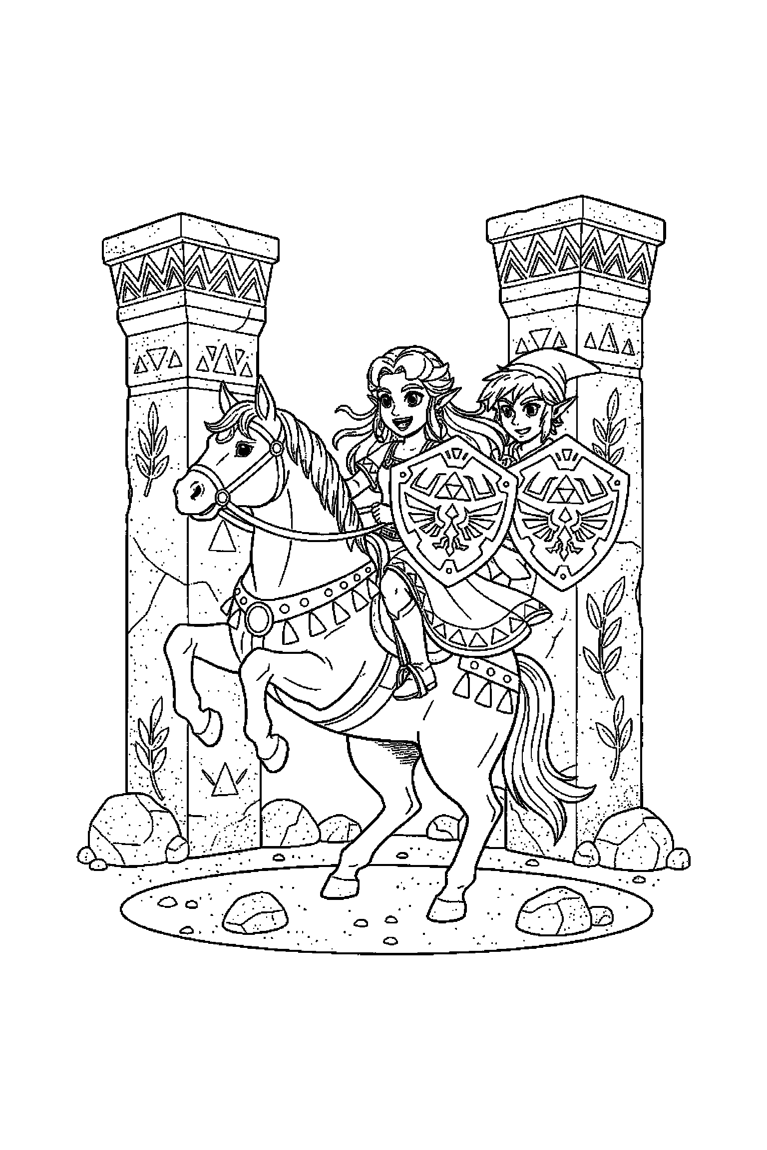 Coloriage Zelda gratuit à imprimer : Zelda avec une expression joyeuse