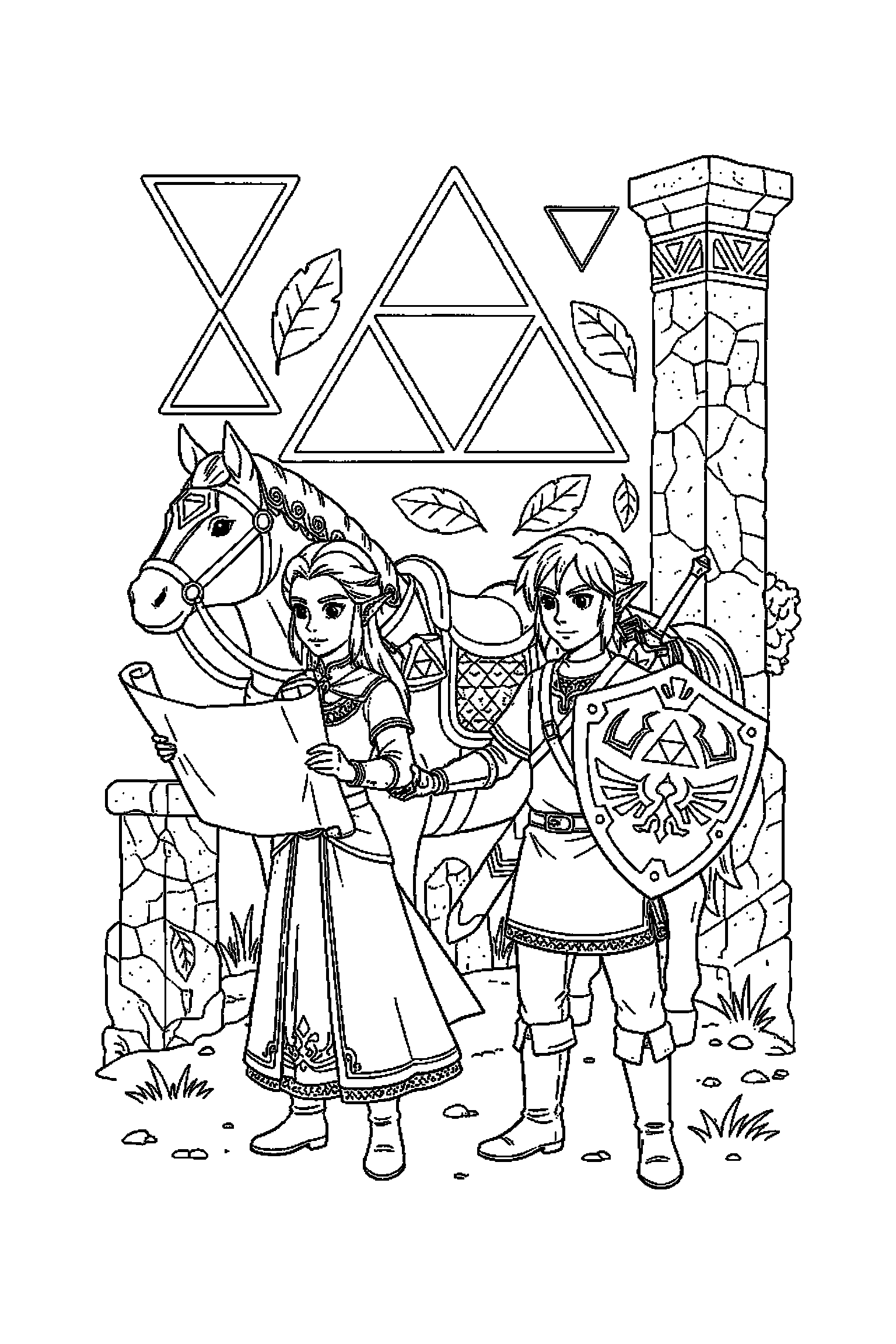 Coloriage Zelda gratuit à imprimer : Zelda qui prépare une activité