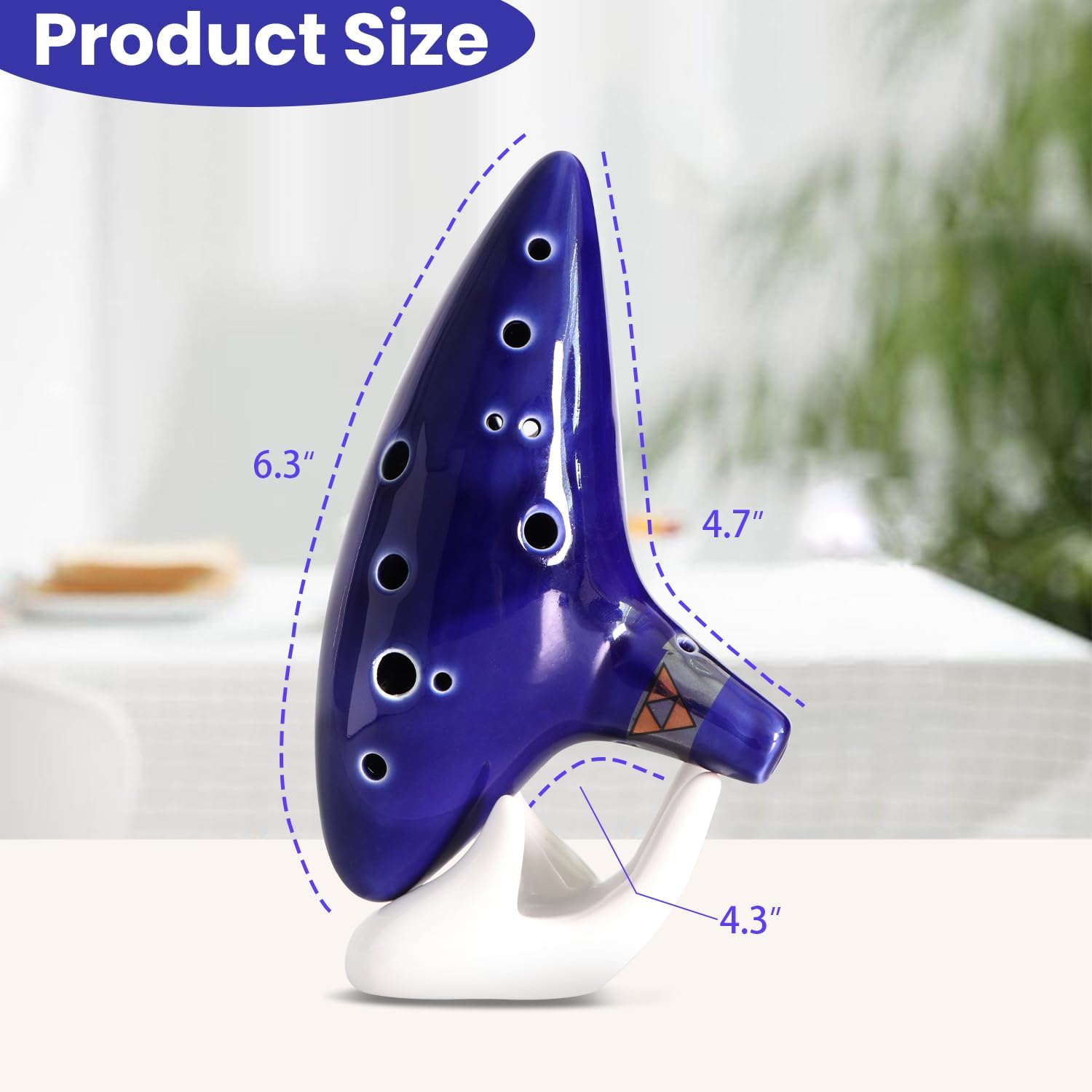 Ocarina Zelda alto 12 trous Triforce avec support, sac et livret Link – Image 4