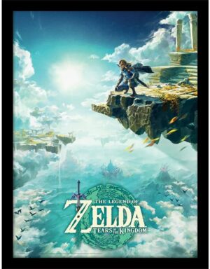 Poster encadré The Legend of Zelda Link Hyrule Skies 30 x 40 cm