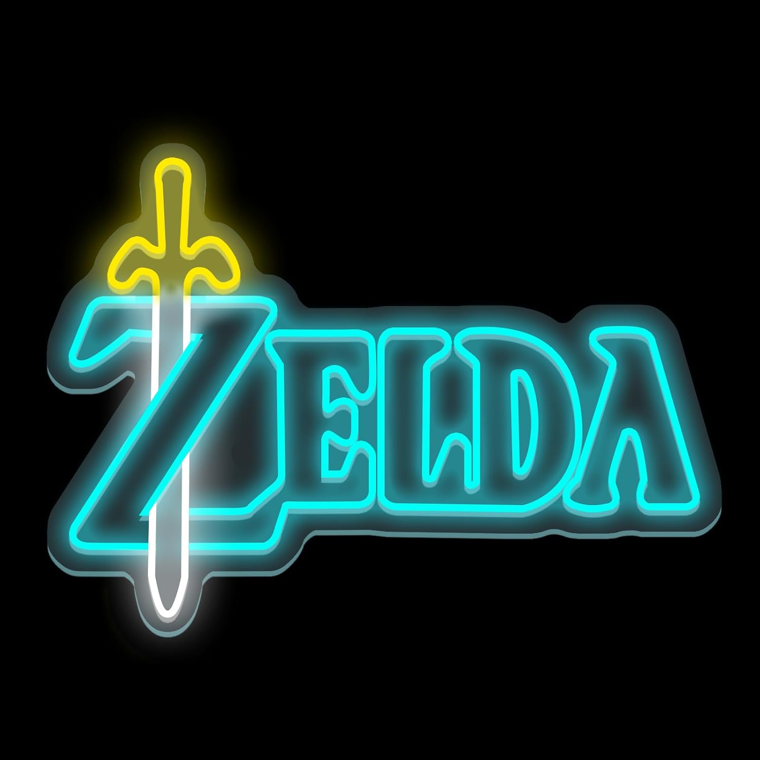 Lampe néon LED Zelda logo Game Elements USB 5 V jaune et bleu glacier – Image 2