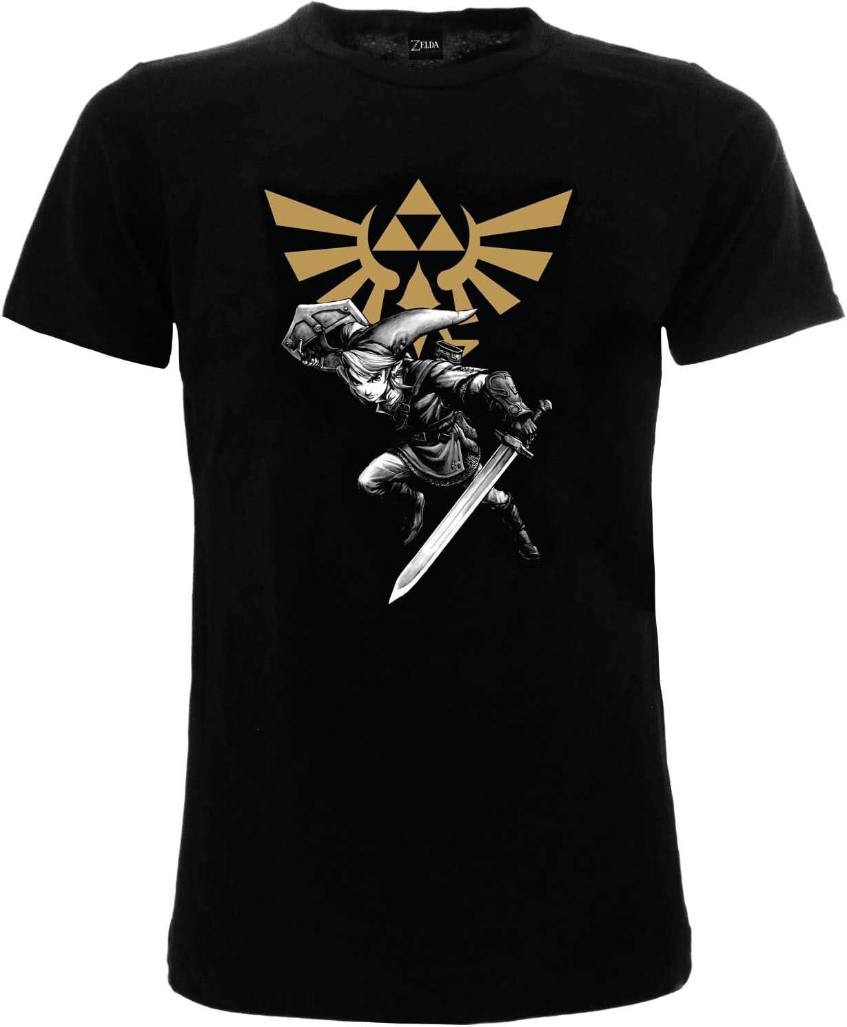 T-shirt noir Zelda Link avec épée, tailles XS à XL et enfant