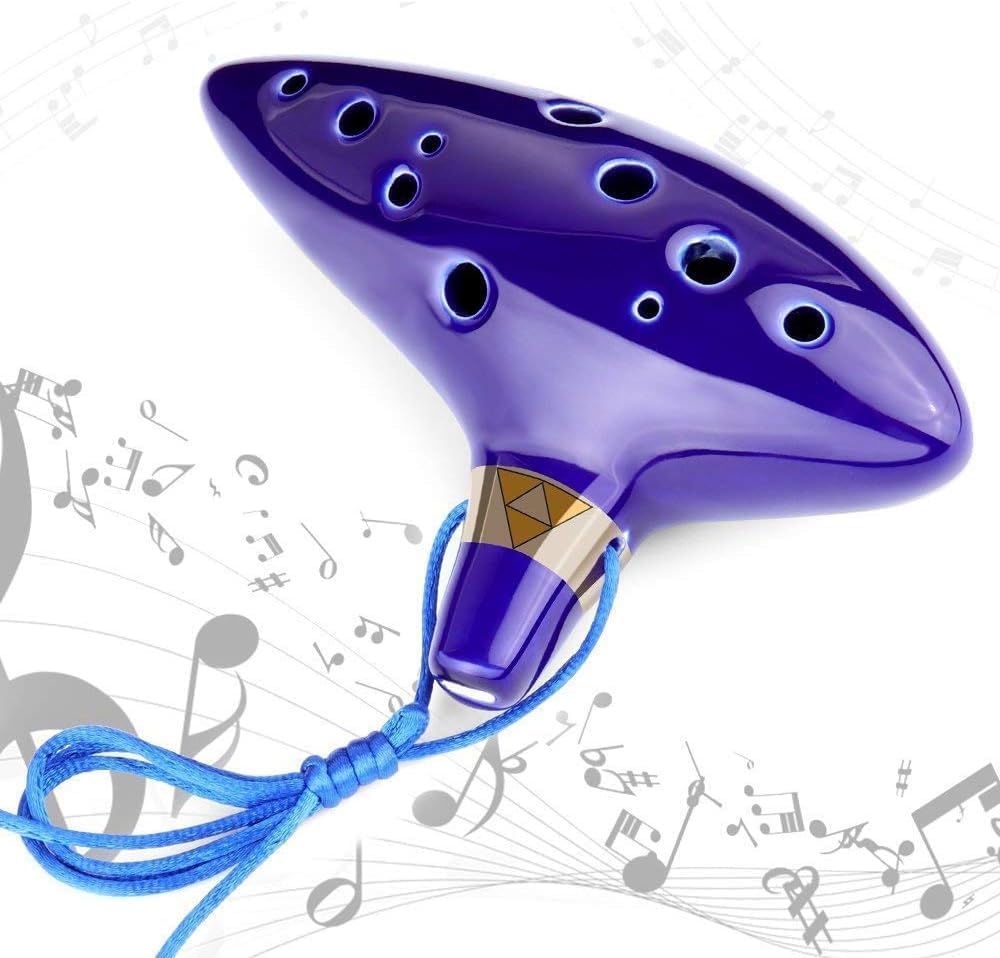 Ocarina Zelda alto 12 trous Triforce avec support, sac et livret Link – Image 2