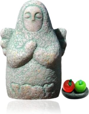 Statue Zelda de la déesse Hylia avec autel et 2 pommes