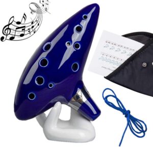 Ocarina Zelda alto 12 trous Triforce avec support, sac et livret Link