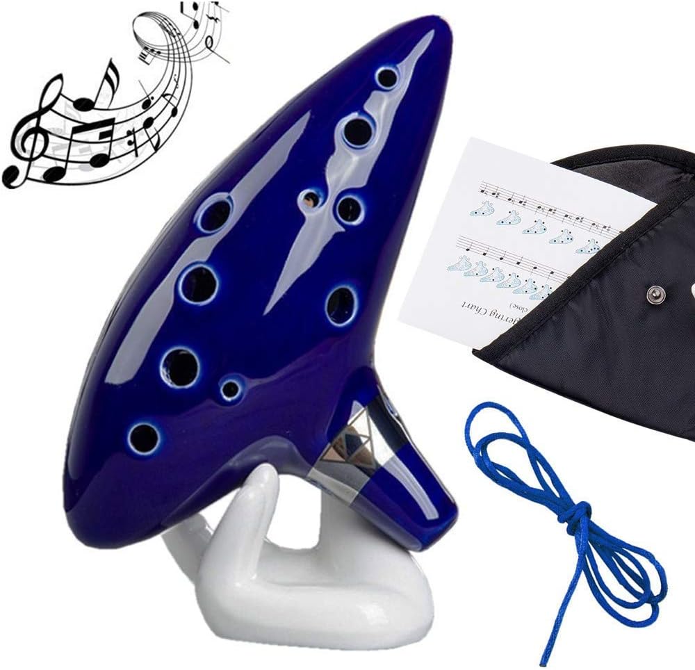 Ocarina Zelda alto 12 trous Triforce avec support, sac et livret Link