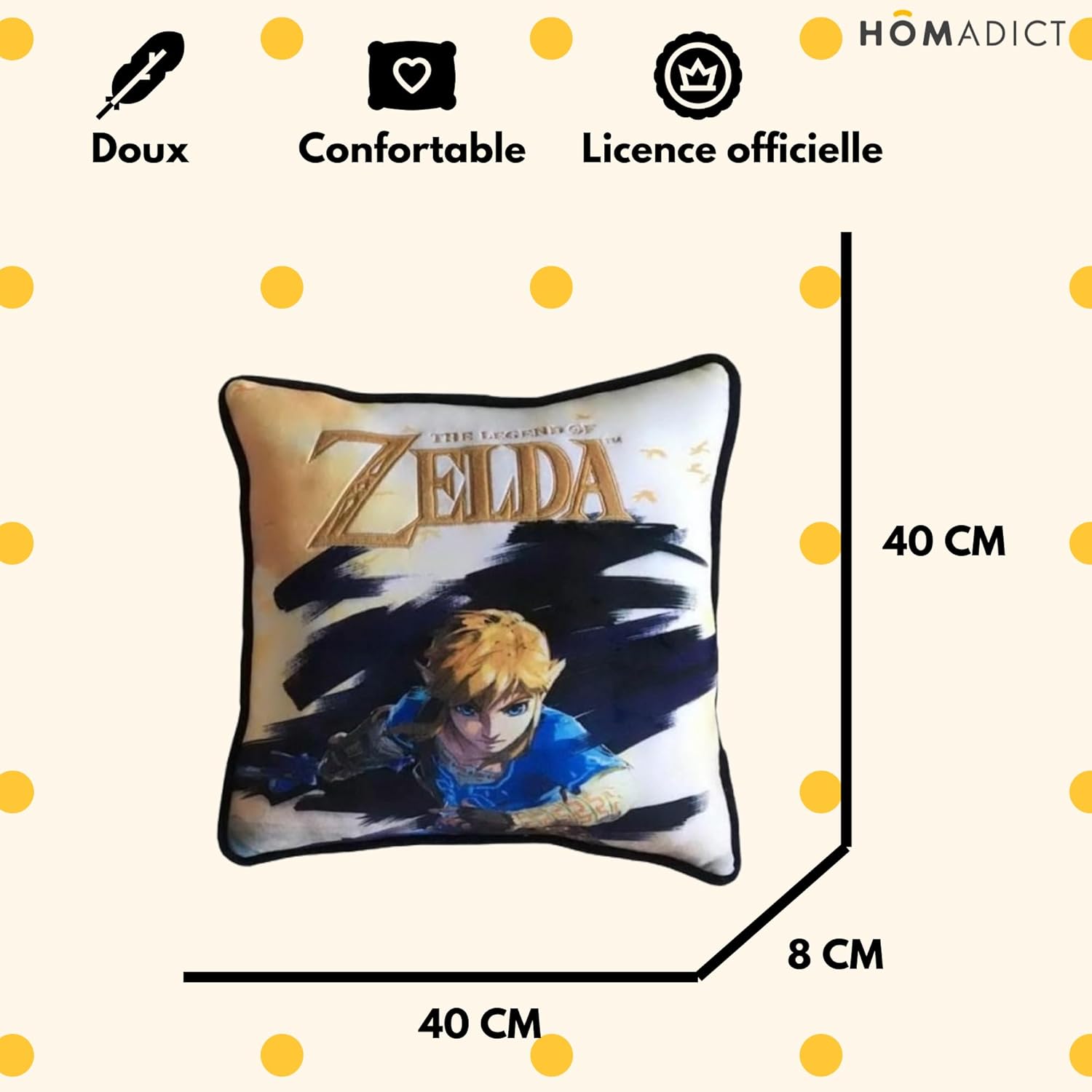 Coussin Zelda groupe princesse brodé 40 x 40 cm – Image 5