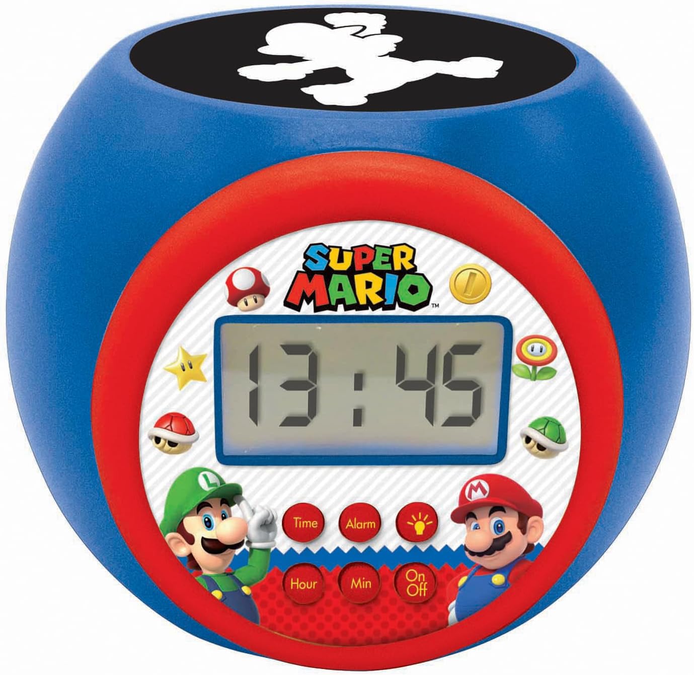 Réveil-projecteur Nintendo Super Mario avec écran LCD, veilleuse et snooze