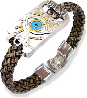Bracelet Zelda Sheikah Slate en alliage de zinc et cuir tressé