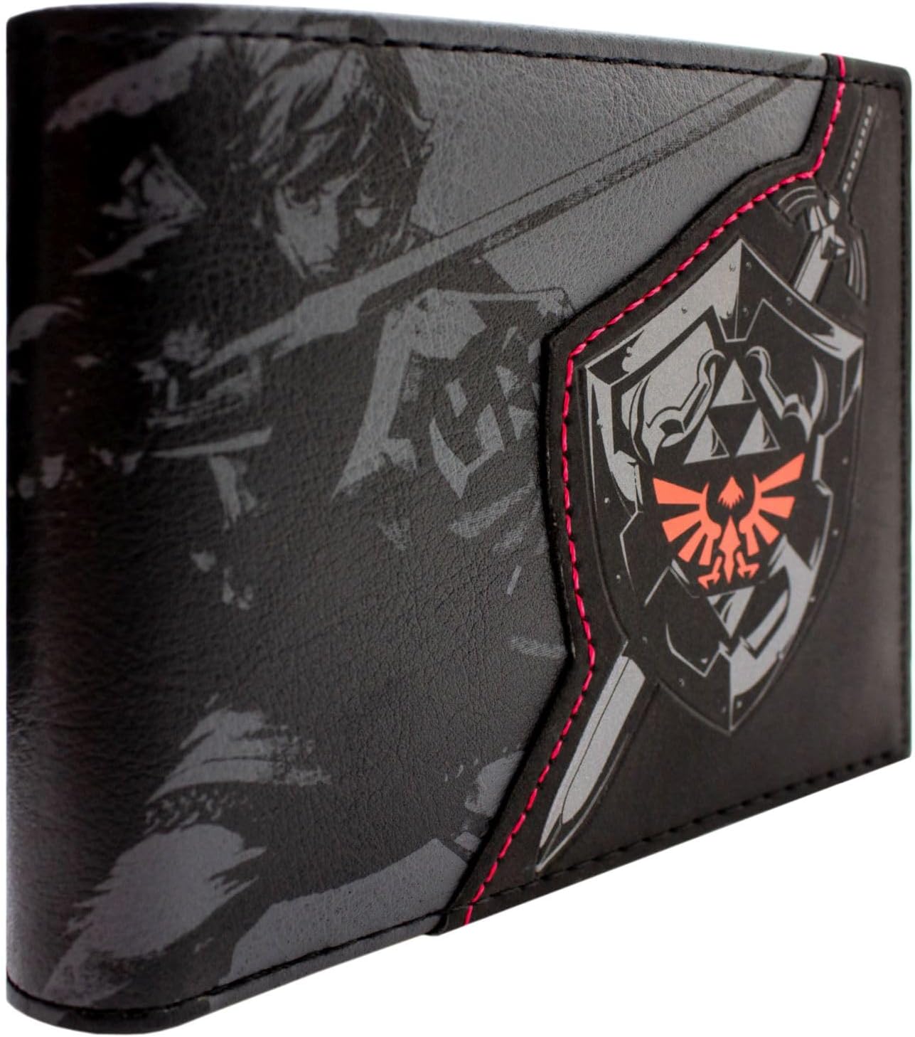 Portefeuille Zelda noir bi-fold avec porte-ID et cartes, Master Sword & Hylian Shield de Link
