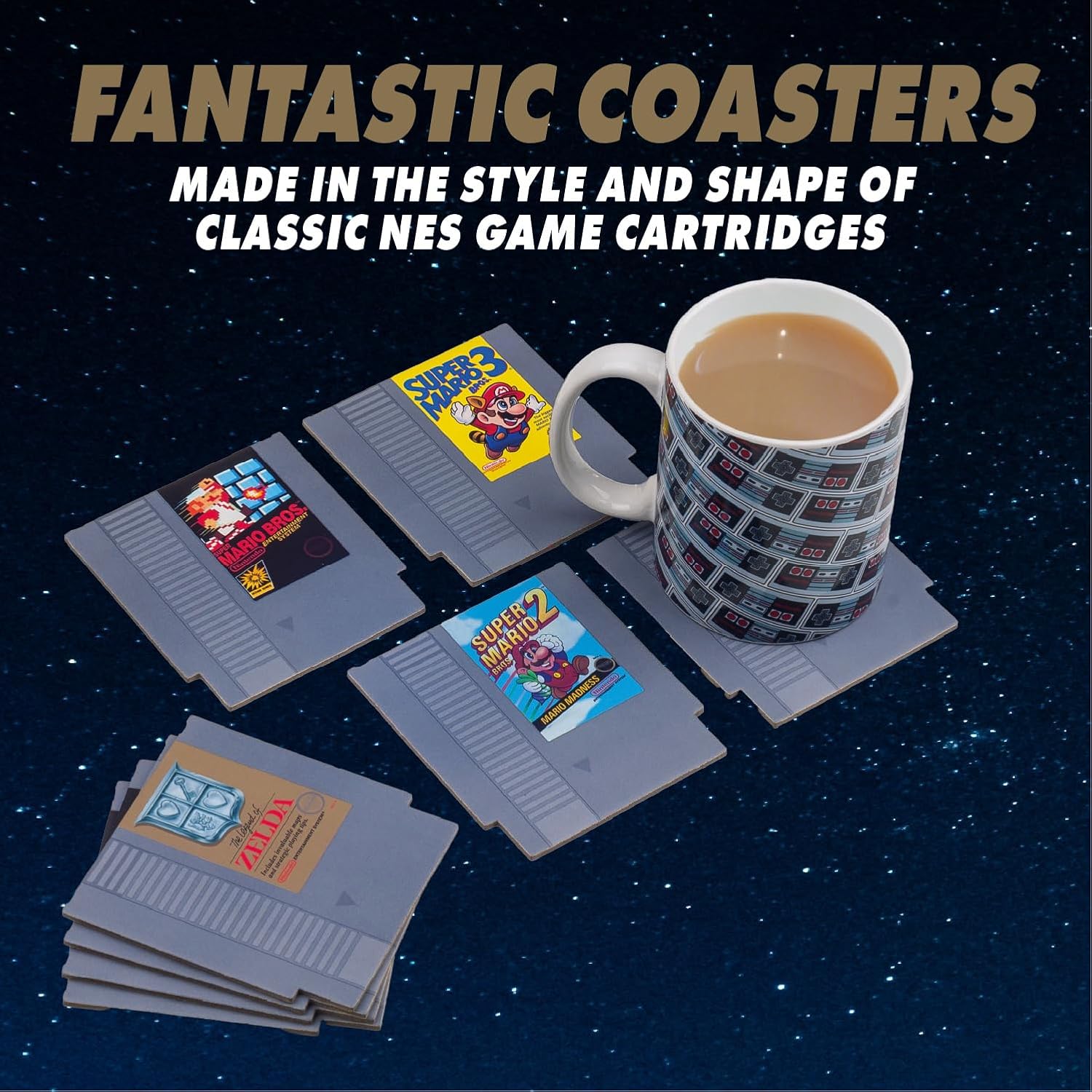 Set de 8 dessous de verre NES en métal Nintendo avec Zelda – Image 2