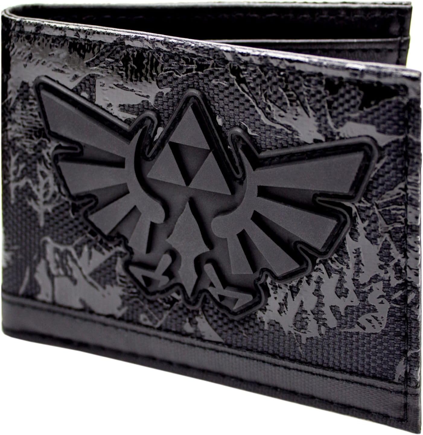 Portefeuille bi-volet Zelda Hyrule Triforce en caoutchouc noir – Image 2