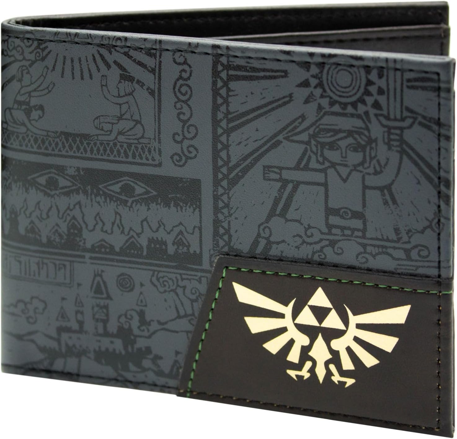 Portefeuille bi-volet noir Link tablette ancienne et hiéroglyphes Hyrule Zelda The Wind Waker – Image 2