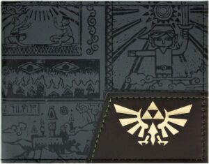 Portefeuille bi-volet noir Link tablette ancienne et hiéroglyphes Hyrule Zelda The Wind Waker
