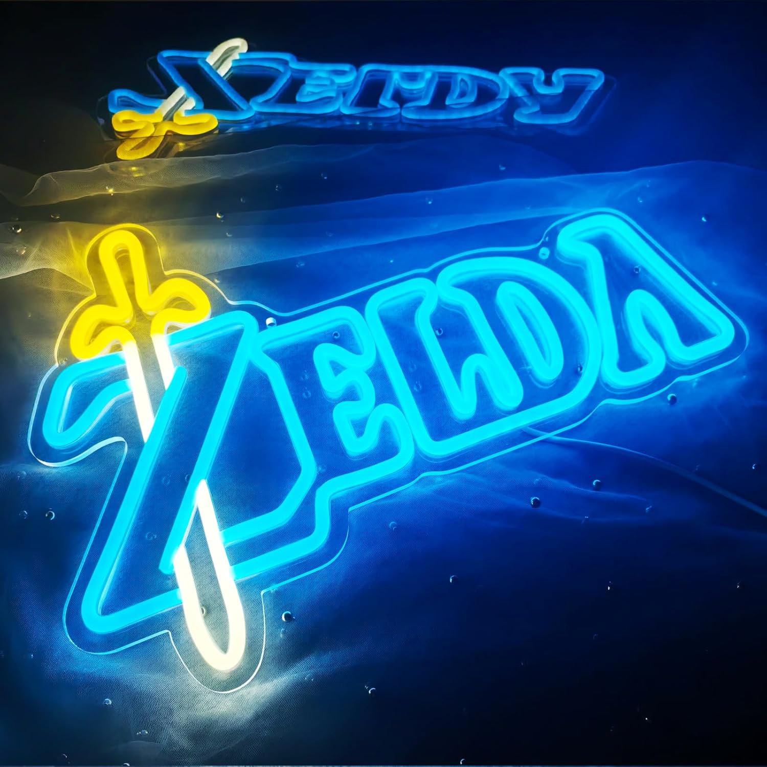 Lampe néon LED Zelda logo Game Elements USB 5 V jaune et bleu glacier – Image 5