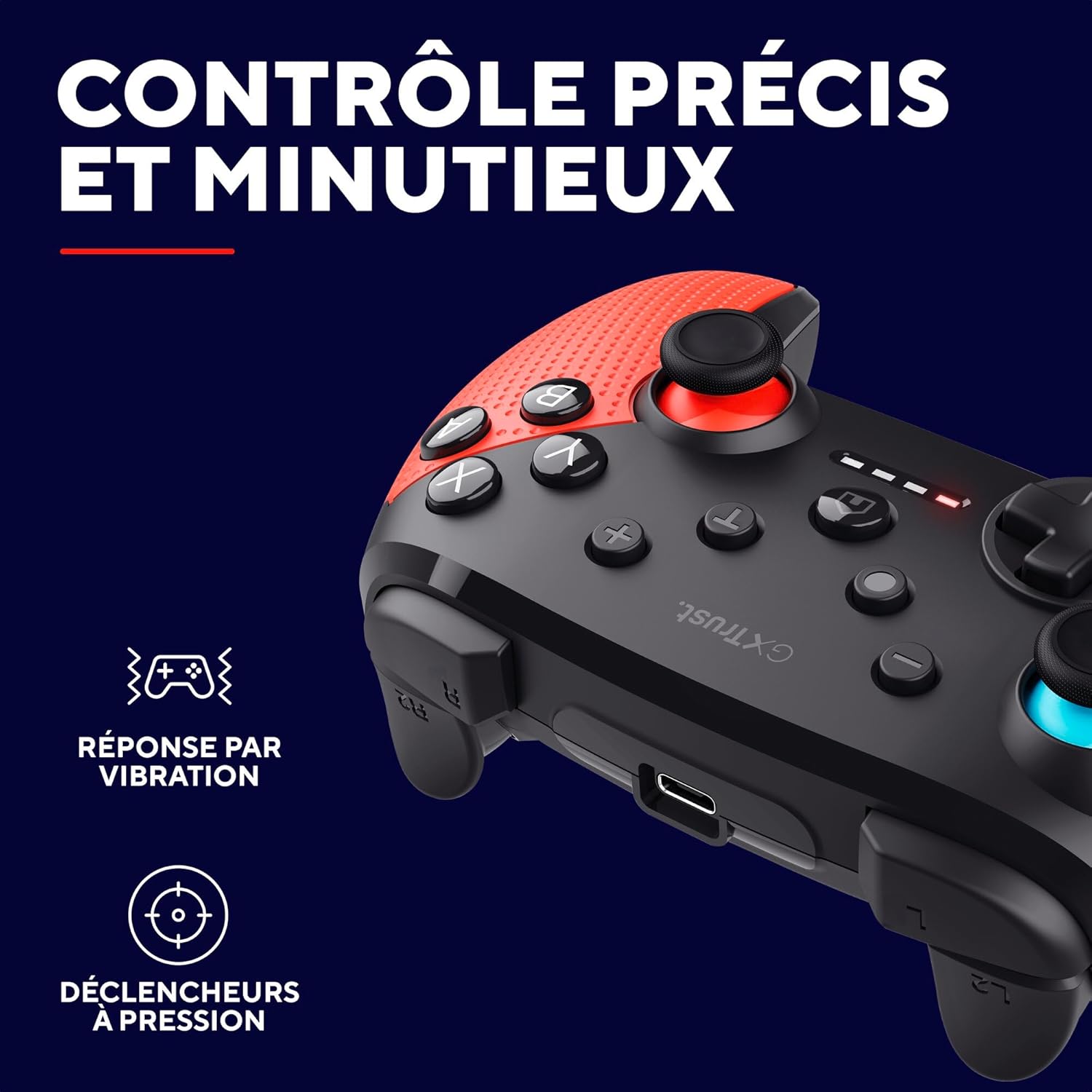 Manette Trust Muta GXT 1246 sans fil Bluetooth pour Nintendo Switch Bleu/Rouge – Image 6