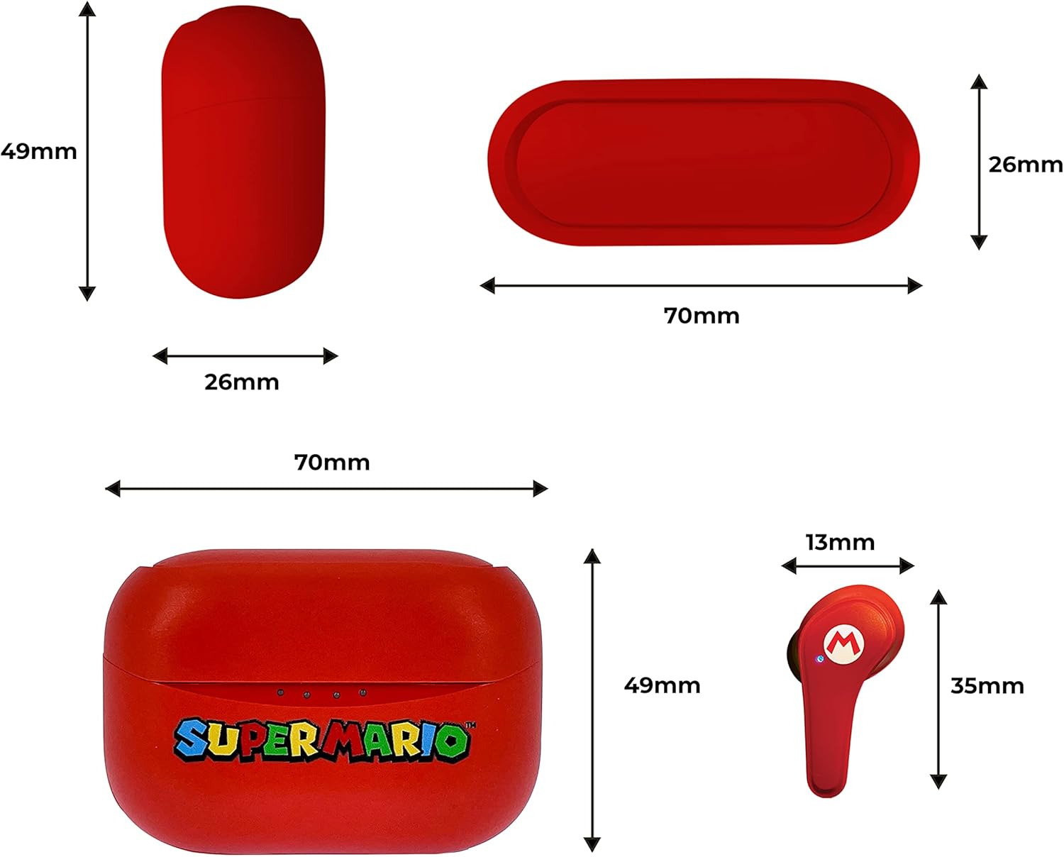 Écouteurs Bluetooth V5.0 Super Mario pour enfant avec boîtier rouge – Image 6
