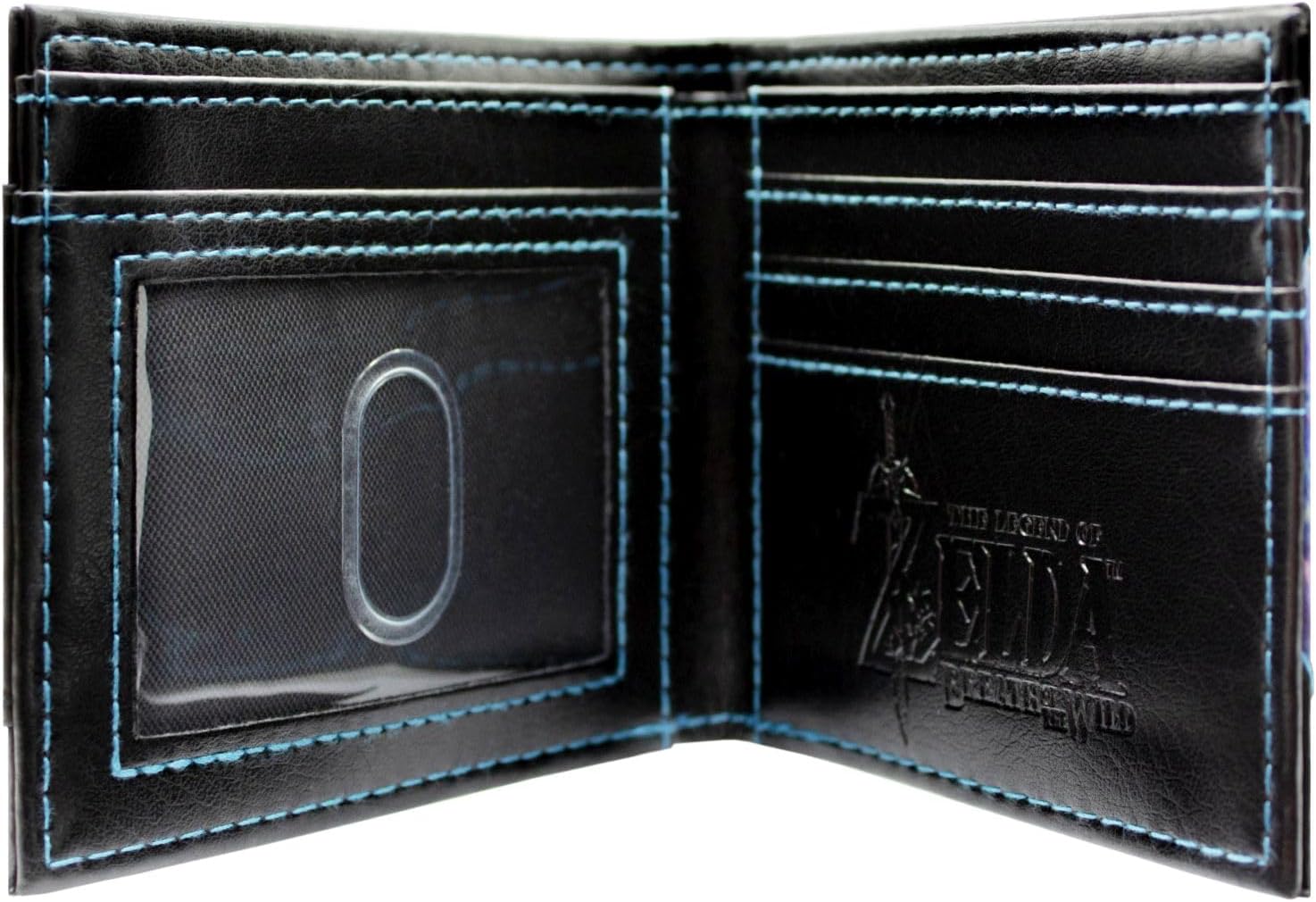 Portefeuille bi-fold noir Zelda Breath of the Wild à emblème Œil de Sheikah bleu – Image 3