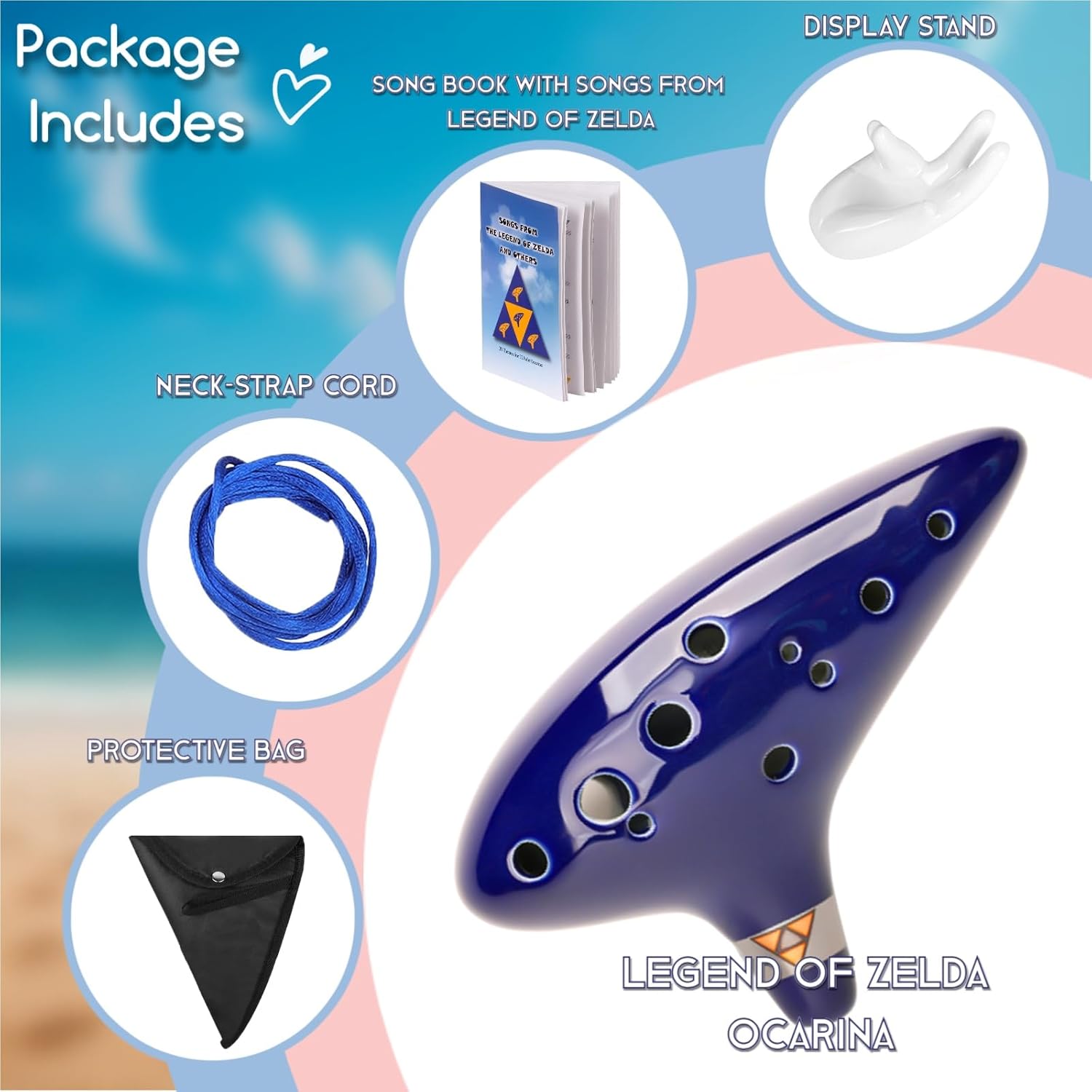 Ocarina Zelda bleu en do alto à 12 trous avec livret et support – Image 6