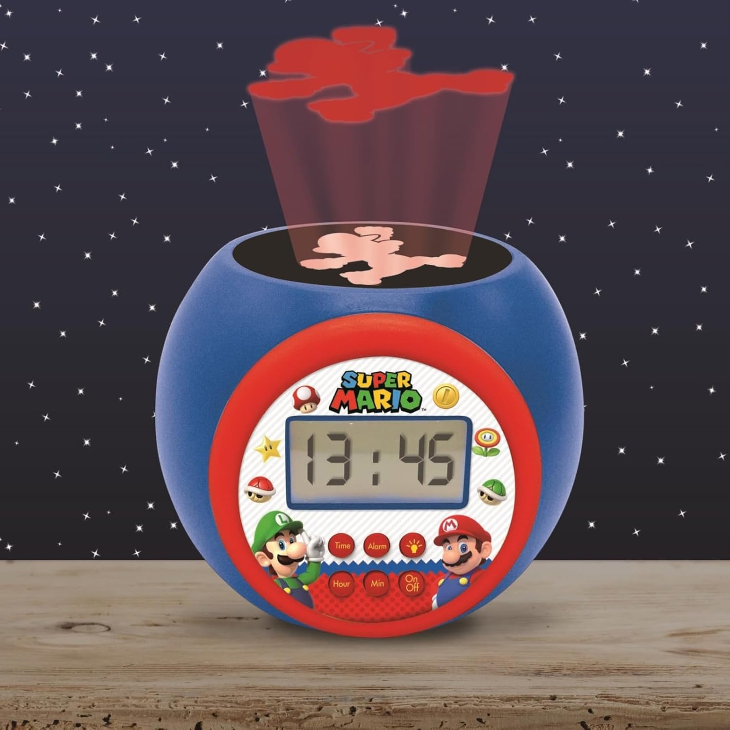 Réveil-projecteur Nintendo Super Mario avec écran LCD, veilleuse et snooze – Image 3