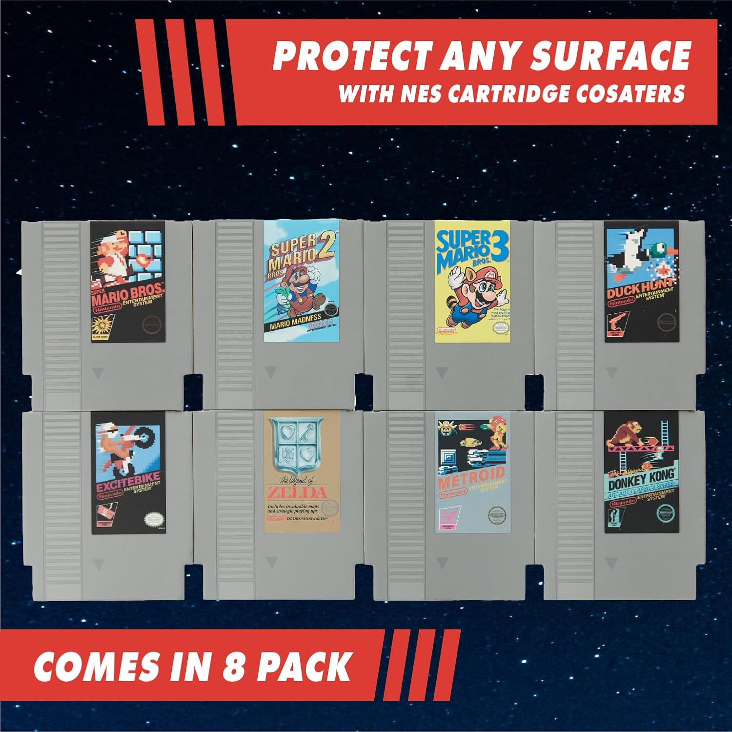 Set de 8 dessous de verre NES en métal Nintendo avec Zelda – Image 3