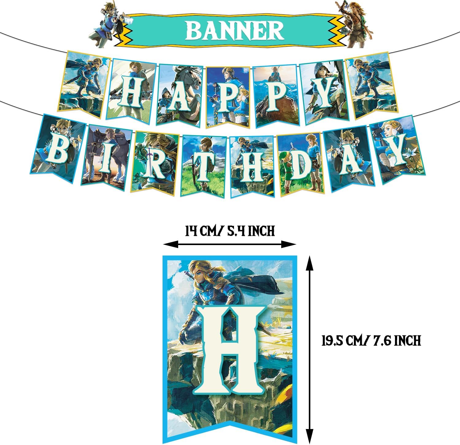 Set de ballons d'anniversaire Légende de Zelda bleu, bleu clair et blanc – Image 3