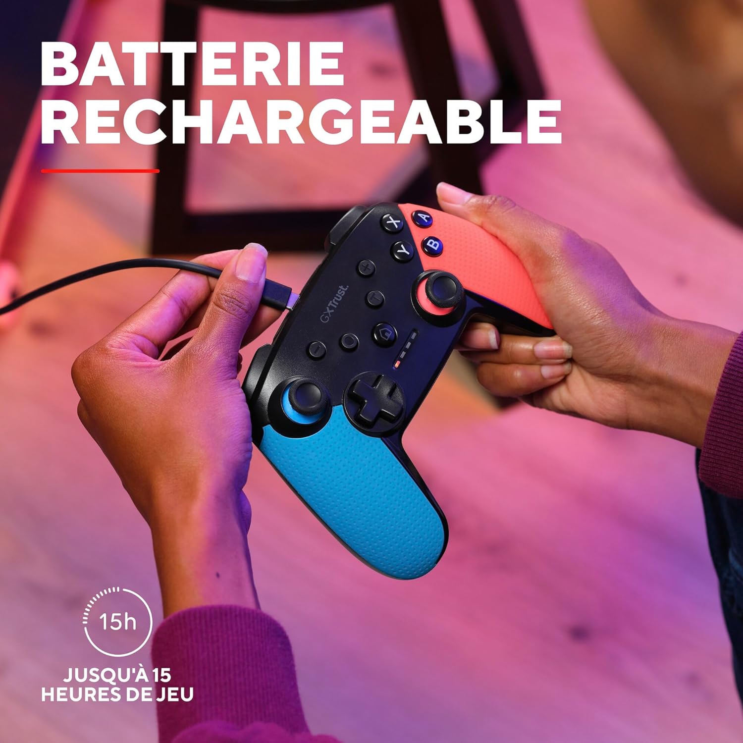 Manette Trust Muta GXT 1246 sans fil Bluetooth pour Nintendo Switch Bleu/Rouge – Image 5