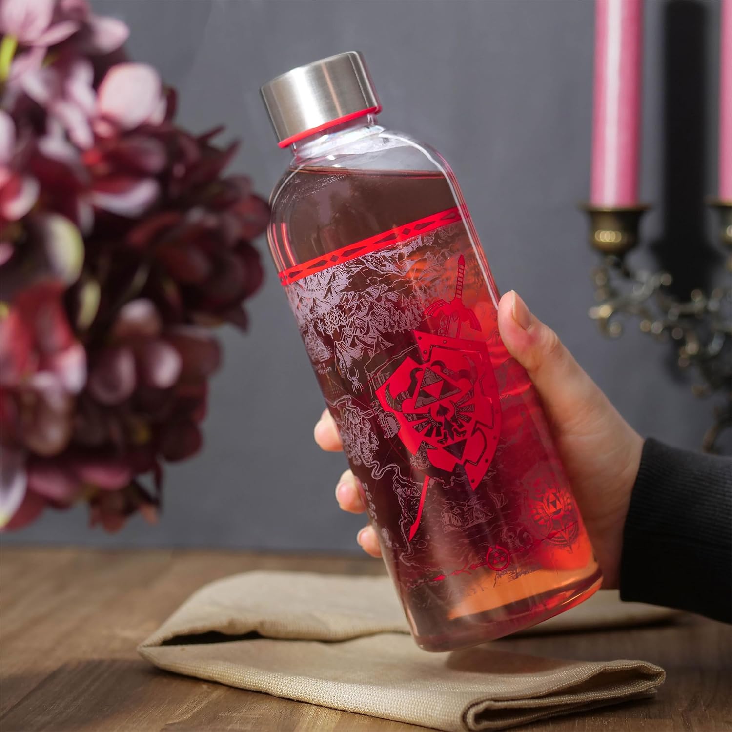 Bouteille d'eau The Legend of Zelda Shield 850 ml transparente et rouge – Image 2