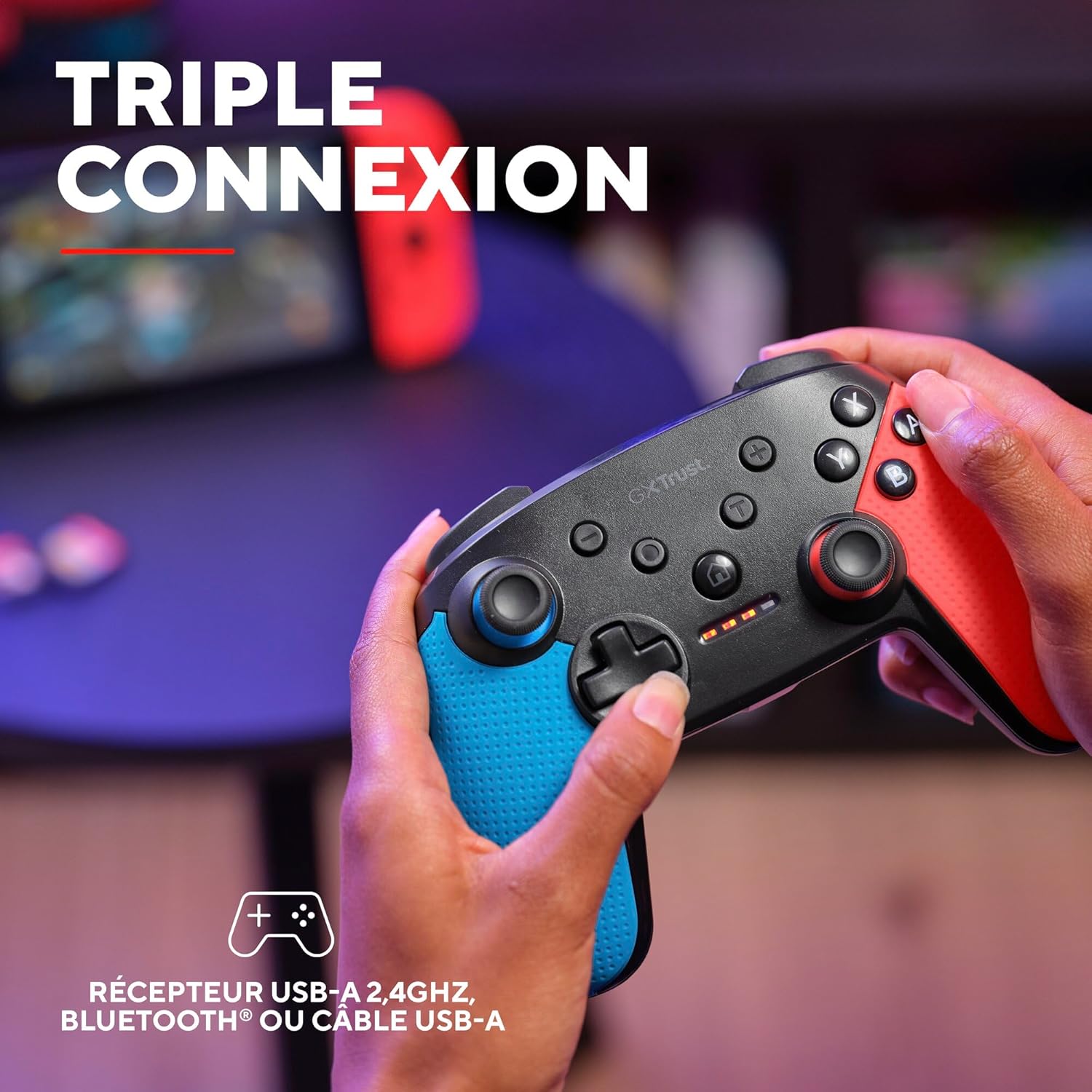 Manette Trust Muta GXT 1246 sans fil Bluetooth pour Nintendo Switch Bleu/Rouge – Image 3