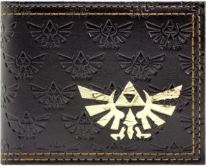 Portefeuille bi-fold noir Link's Awakening The Legend of Zelda, Triforce dorée en relief