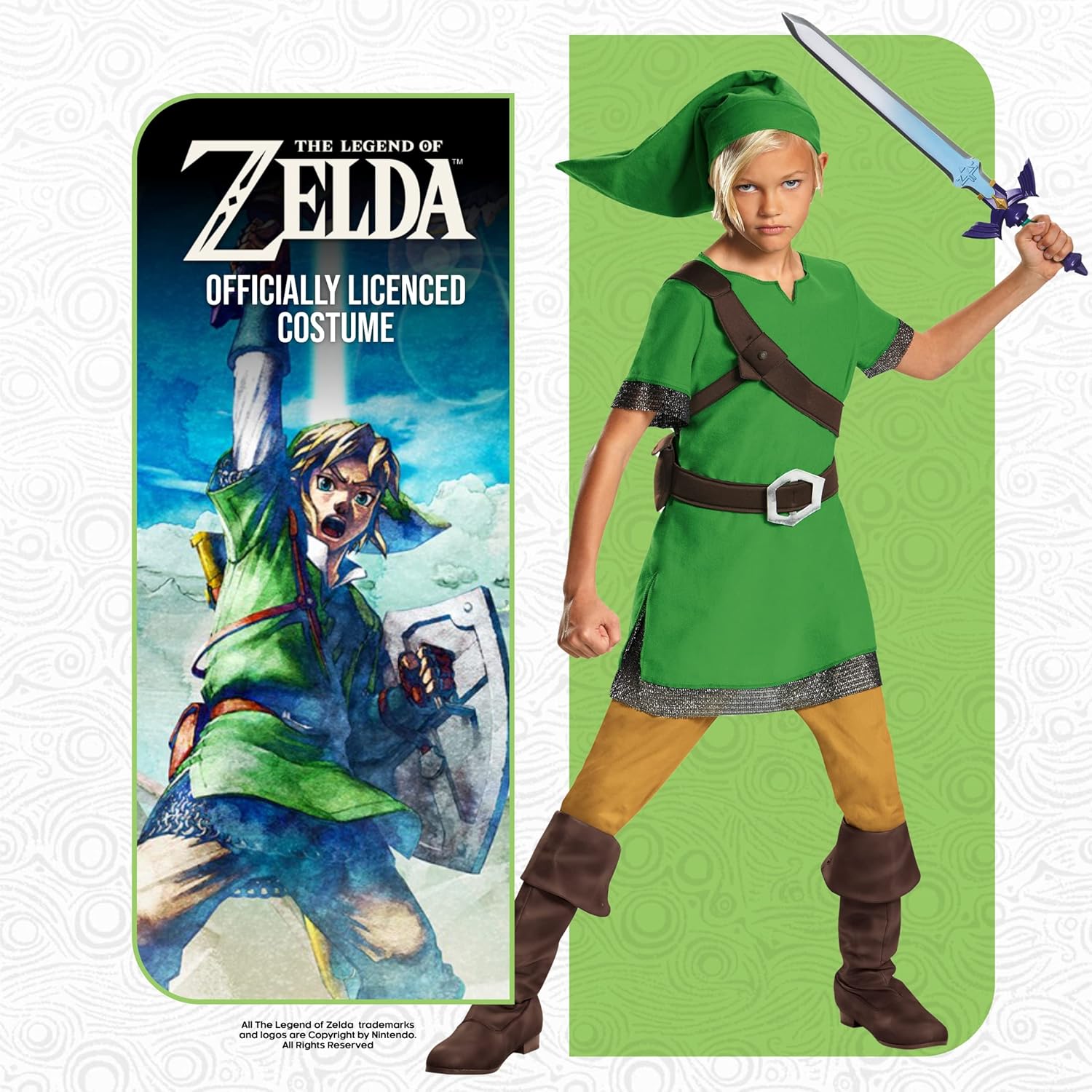 Costume classique Link Zelda pour enfant, taille XL – Image 2