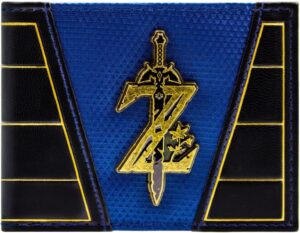 Portefeuille bi-fold Hyrule Zelda Breath of the Wild bleu à emblème Épée de Maître