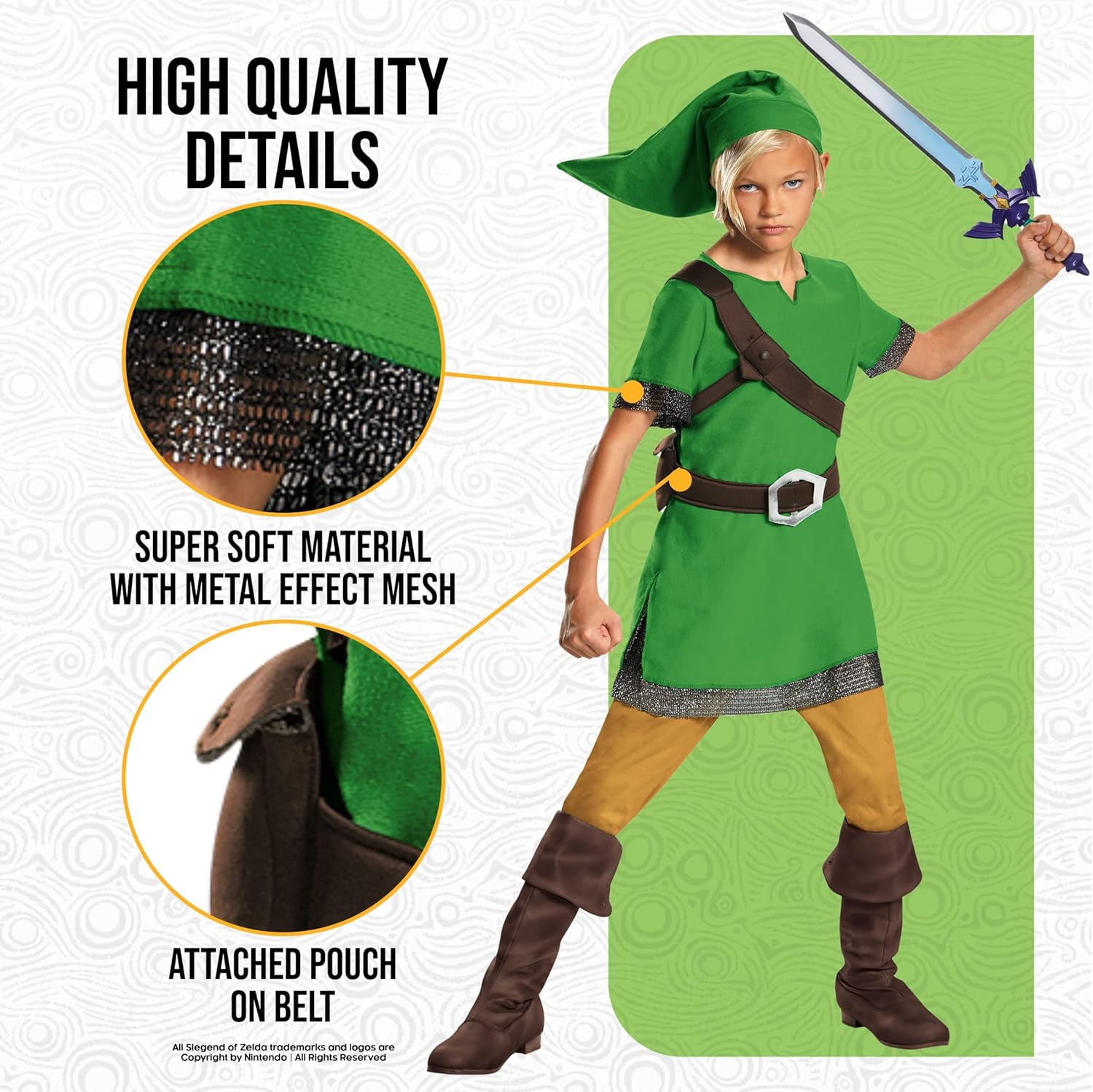 Costume classique Link Zelda pour enfant, taille XL – Image 4