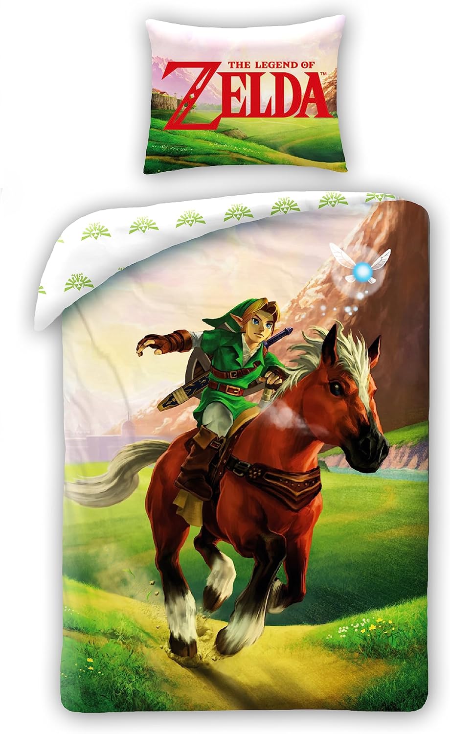 Parure de lit réversible The Legend of Zelda 140 x 200 cm avec taie 70 x 90 cm en 100 % coton