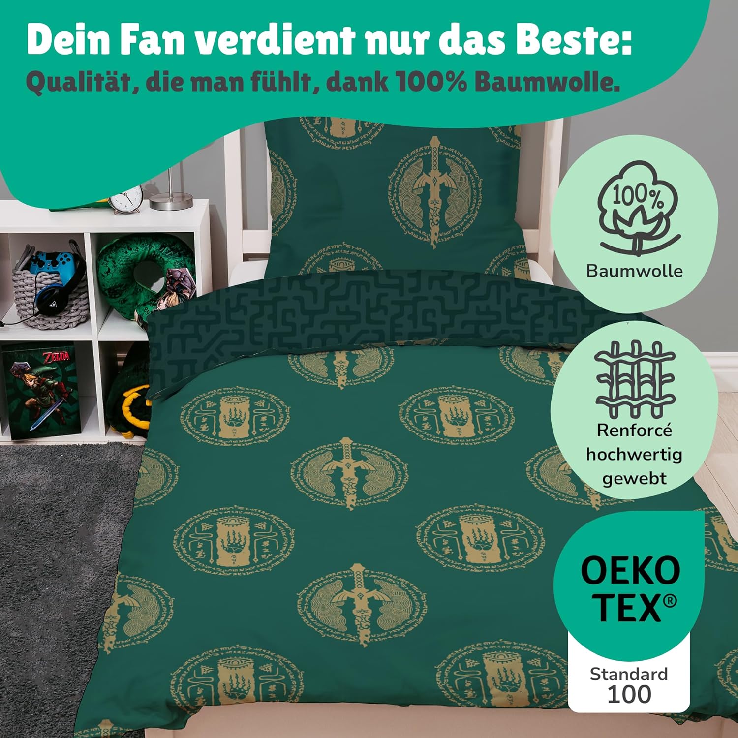 Parure de lit réversible The Legend of Zelda Zelda Stand en coton linon – Image 6