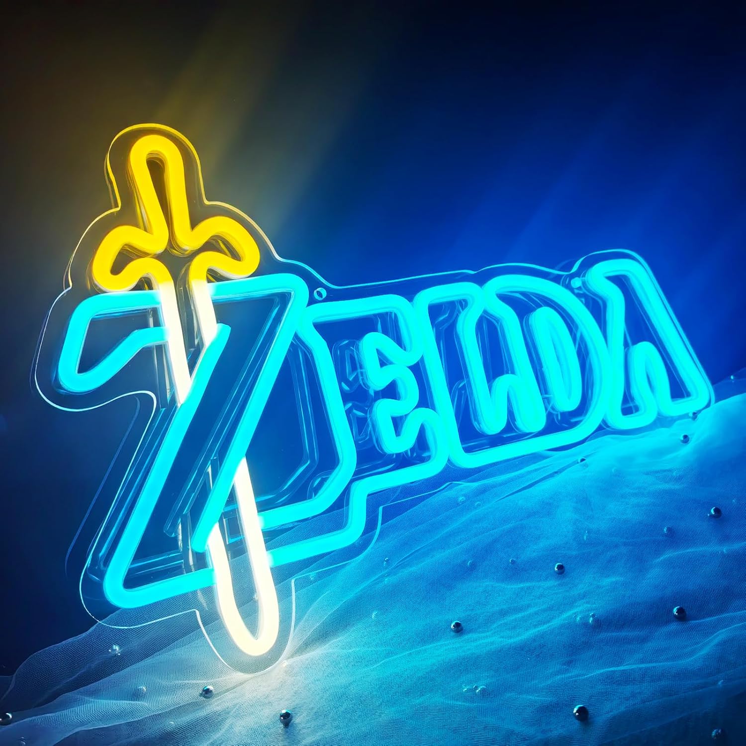 Lampe néon LED Zelda logo Game Elements USB 5 V jaune et bleu glacier – Image 6
