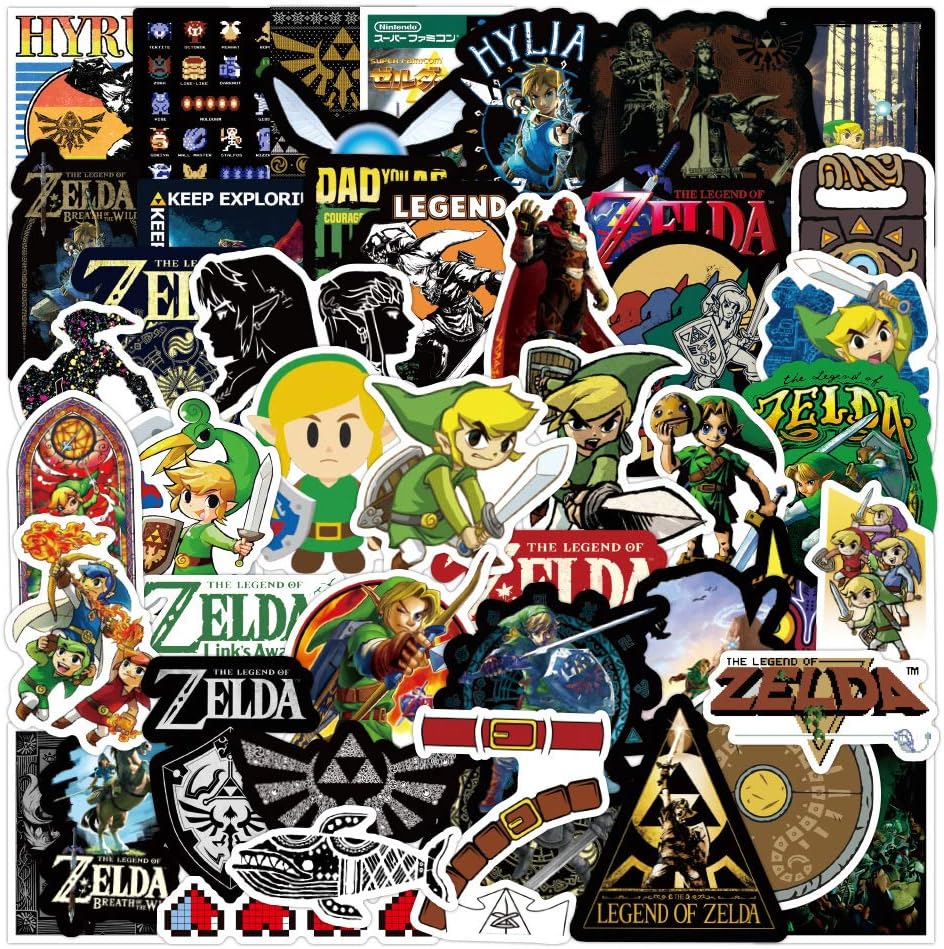 Autocollants The Legend of Zelda multicolores en vinyle imperméable, lot de 50
