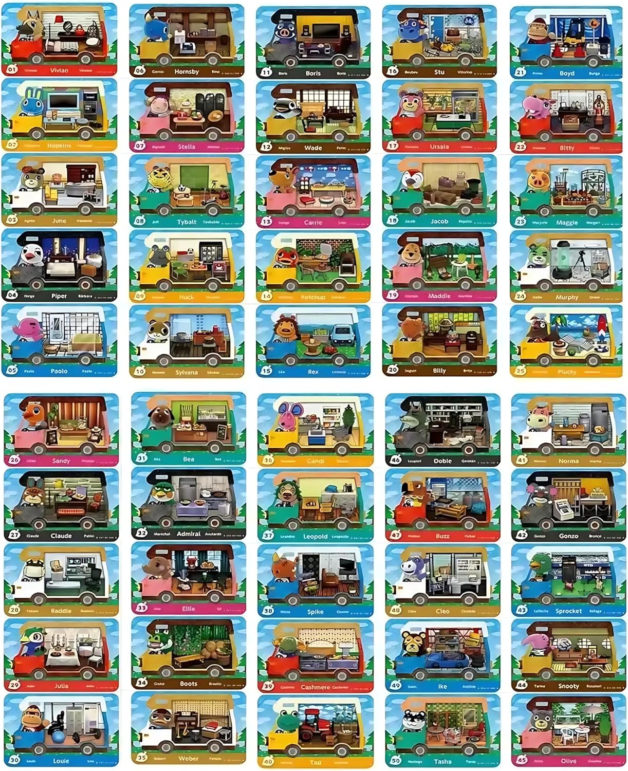 Lot de 50 cartes NFC Animal Crossing: New Horizons Sanrio avec boîte de rangement