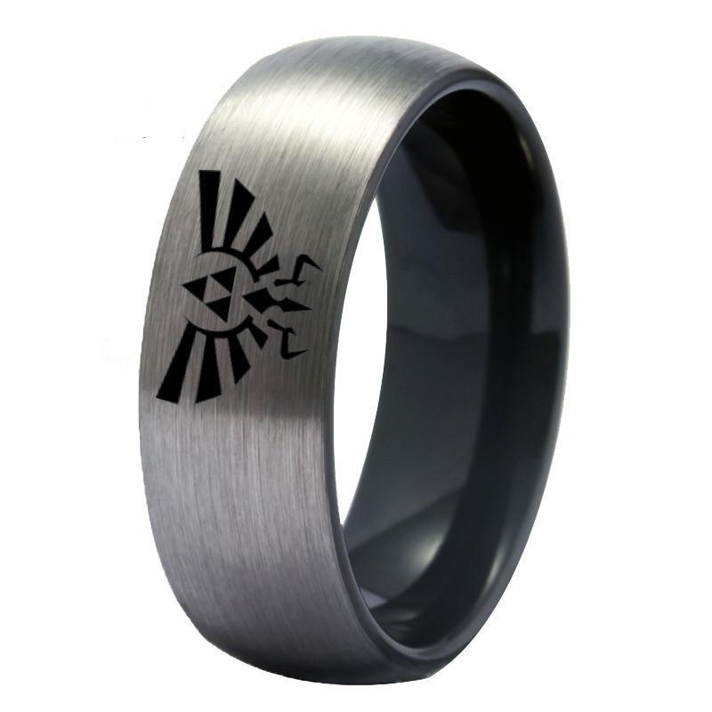 Bague Zelda en acier gris avec tailles 51.9mm à 69.8mm