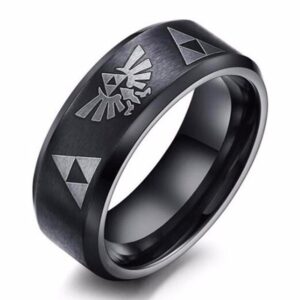 Bague Zelda Triforce noire en acier