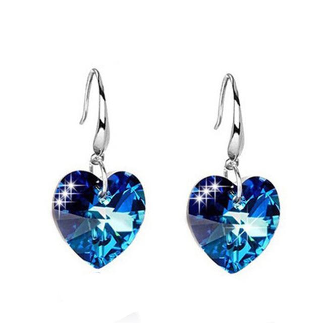 Boucles d’oreilles Zelda cœur bleu en pendentif