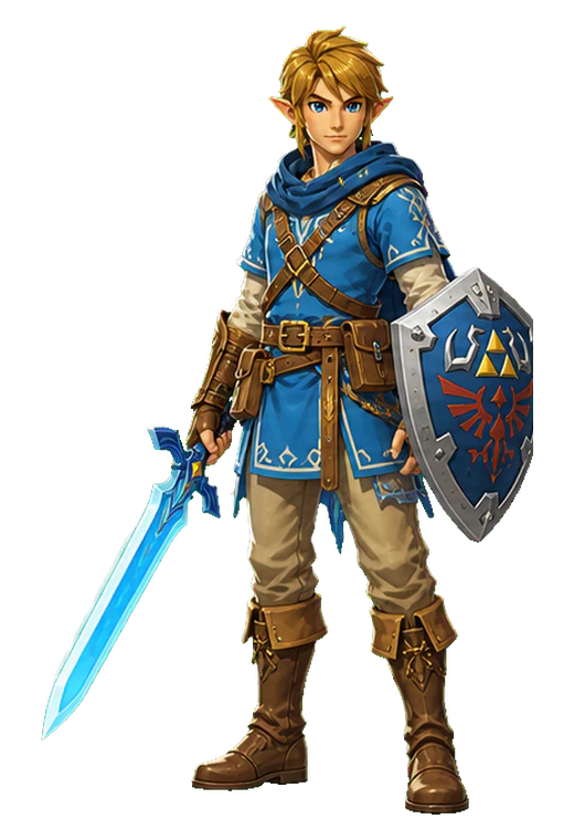 Tenue d'aventure fantasy avec épée et bouclier