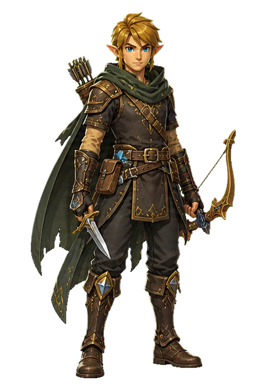 Tenue de ranger fantasy avec arc et lame courte