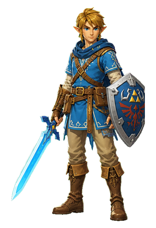 Tenue d'aventure fantasy avec épée et bouclier