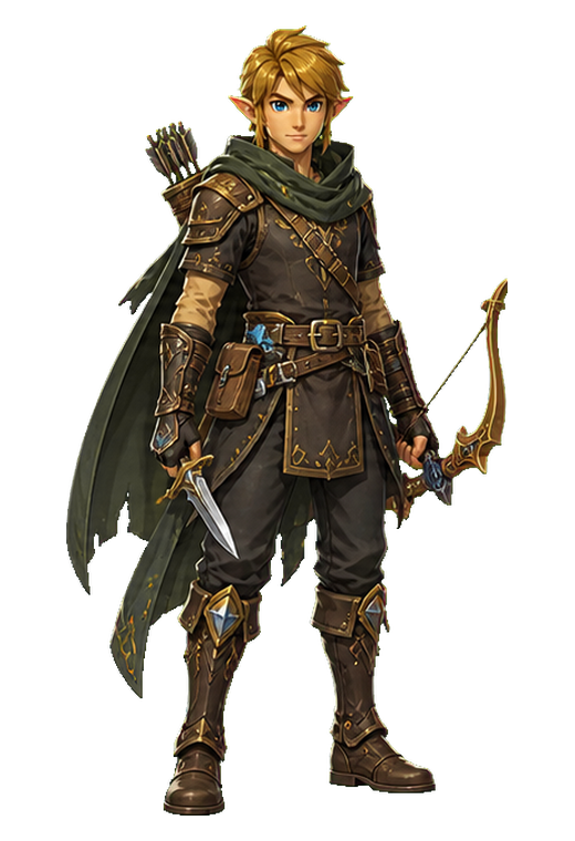 Tenue de ranger fantasy avec arc et lame courte